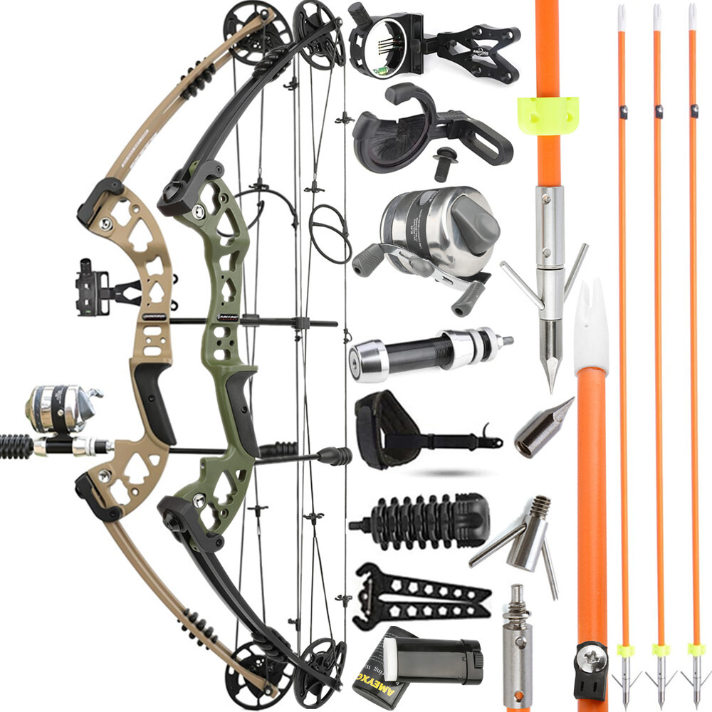 Archery Compound Bow Fishing Set 30-55lbs Bowfishing Reel Shooting Hunting RH LH