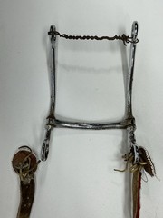 Vintage Western Navajo Beaded Horse Headstall Bridle Metal Bit With Fur