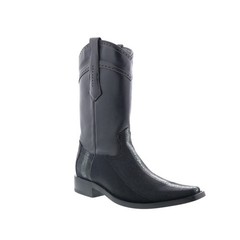 Los Altos Stingray Rowstone Square Toe Mens Black Wide Cowboy Western Boots