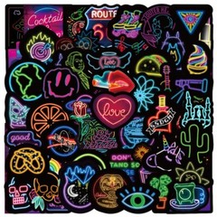 50 Pcs Vinyl Neon Signs Stickers Pack Bomb Laptop Guitar Water Bottle Decals Lot