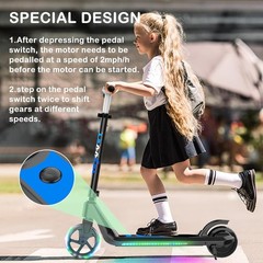 Adjustable Electric Scooter for Kids 6-10 with Flash Wheels & Safety Features