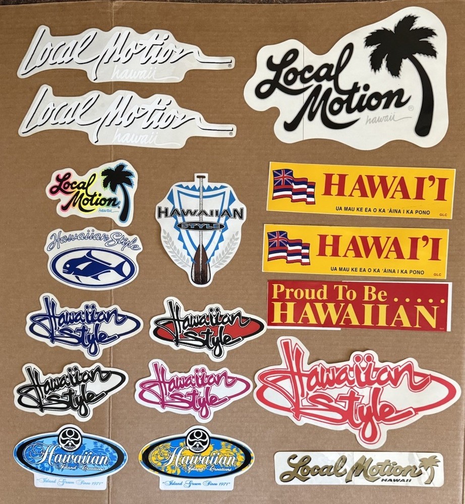 Surfing Local Motion Hawaiian Style Creations Proud Stickers Lot Of 17