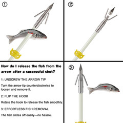 6 Pack 32 inch Bowfishing Arrows with Broadheads and Safty Slides Bow Fishing
