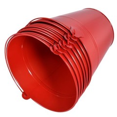 OBTANIM 7 Pack Metal Buckets with Handle Galvanized Ice 9.1 x 6.7 inch Red