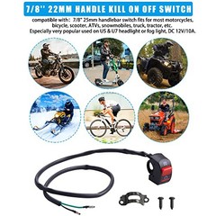 JINGKE 7/8» 22mm Handle Kill On Off Switch for ATV Motorcycle Scooter Go Kart