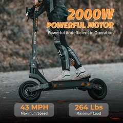 KUKIRIN 2000W Motor Electric Scooter 11″ Off-Road Tires 43 mph 43Mile Foldable