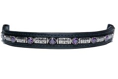 Browband People On Horses Oval Filigree Amethyst – 1 3/4″ Endloop Black Leather