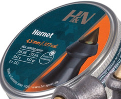 H&N Hornet 225 Count BRASS POINTED 4.5mm .177 Caliber Pellets MADE IN GERMANY