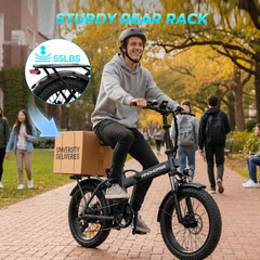 Windhorse W4A Black Folding Fat Tire Electric Bike 20in 983W 40-70Mi