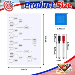 16 Team Erasable Tournament Bracket Board 22 X 34 Inch Single Elimination Bracke