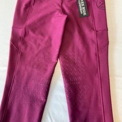 Free Ride Equestrian Pants Girls Size 10-11 Raspberry Lux Knee Patch Breech