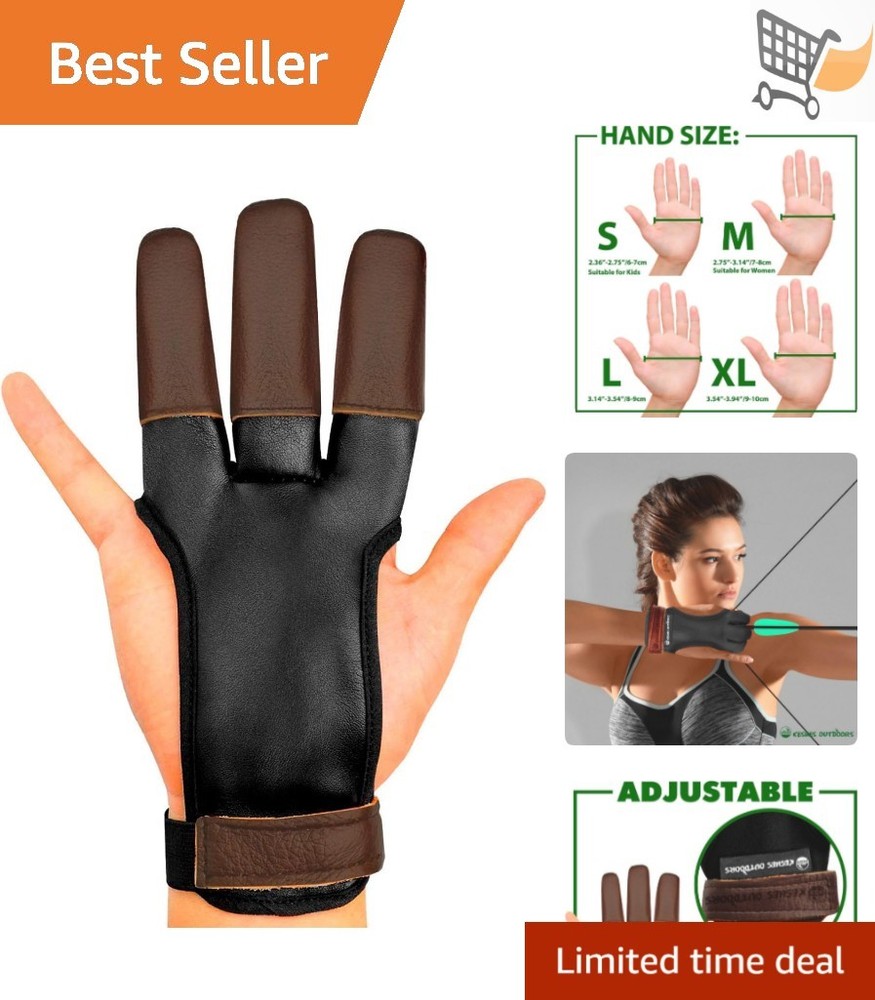 Archery Glove Faux Leather Three Finger Protective Fit for Hunting & Practice