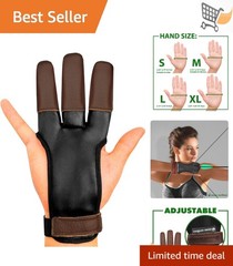 Archery Glove Faux Leather Three Finger Protective Fit for Hunting & Practice
