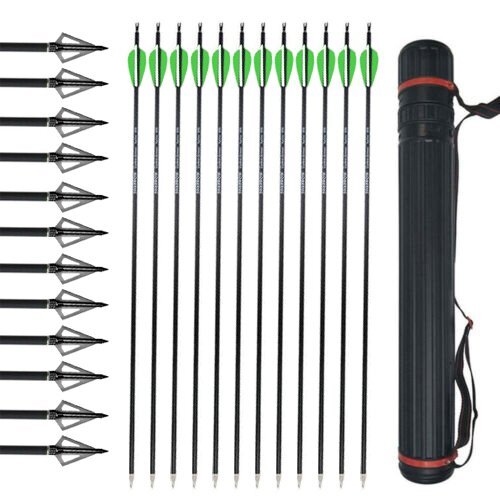12pcs 30» Archery Carbon Arrows Hunting Broadheads 100 grain Quiver Bow Target