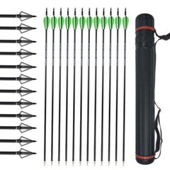 12pcs 30» Archery Carbon Arrows Hunting Broadheads 100 grain Quiver Bow Target