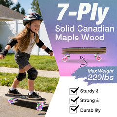 22 Inch Skateboards for Kids, Cruiser Skateboard for Beginners Girls Boys Teens