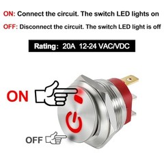 3 Pack ON Off Round Rocker Switches with Wire Socket 3 Pin 12V AC/DC 20A Red