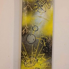 Skateboard Deck abstract space Painting Yellow Wall mount
