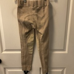 Horze Kids Unisex Pull On Riding Pants/Breeches, Tan Sz L