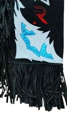 Bull Riding Chaps western Black Leather Show Adult chap fringes