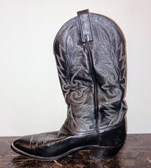 Dan Post Leather Boots Sz 10D Black Stitched Cowboys Western Rodeo ✨