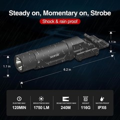 1750 Lumens Tactical Flashlight is Compatible with Picatinny/Mlok Rail for Ri…