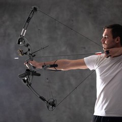 Black Compound Bow Kit with 12 Arrows Right Hand Archery Hunting Set 30-55lbs US