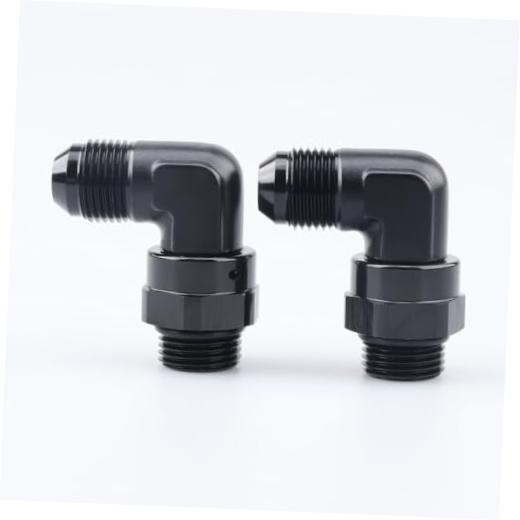 -8 AN Male to -8 AN ORB 90 Degree Swivel Fitting AN8 to AN8 – 2PCS Black