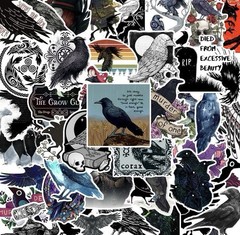30Pcs Random Vintage Dark Forest Gothic Cool Crow Raven Bird Waterproof Stickers