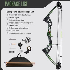 Bowfishing Bow Kit with 3 Arrows 15-45 LBS,Fishing Reel for Fishing, Hunt＆Shoot