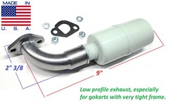 Short low profile Exhaust for tillotson 212, Predator 212cc, Honda GX160 GX200