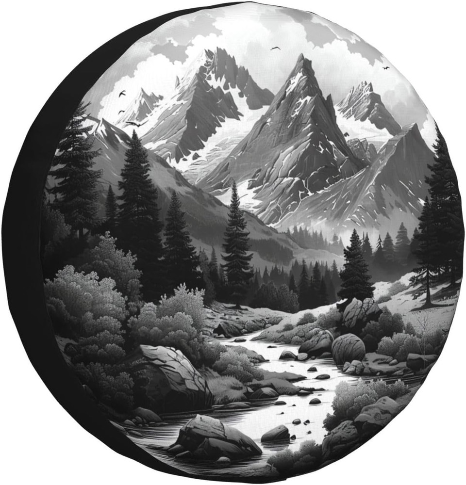 Spare Tire Cover Abstract Moon Mountain Tree Landscape Wheel Covers Weatherproof