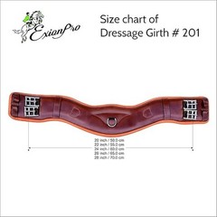 Exion Dressage Girth 18″ 45cm Anatomical Black Leather Calfskin Padded Monoflap