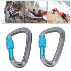 2PCS Compact Locking Carabiners For Outdoor Activities D Shape Popular