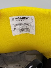 Scarpa Vapor V Climbing Shoe Men’s Size 11.5, EU 45, New In Box, Smoke & Yellow