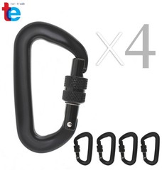 4PCS Heavy Duty Aviation Aluminum 12 KN D-Shaped Locking Carabiners Clips US