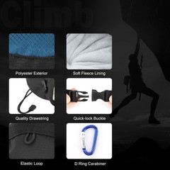 Climbing Chalk Bag, No Leak Drawstring Chalk Bag with Adjustable Belt, Carabi…