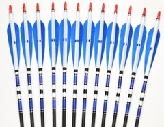 12Pcs 30″ Archery Blue Turkey Feathers Carbon Arrows Spine 500 For Bow Hunting