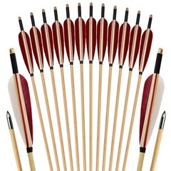 Luoyer 12 Pcs Wooden Archery Arrows Feathers Targeting Longbow Recurve Bow 31″