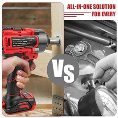 20V Brushless Impact Wrench Kit, 500Nm High Torque, 1/4″ with Adapter 4-Speed…