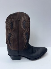 Vintage Dan Post Boar Leather Western Cowboy Boots Brown/Black US Men 13