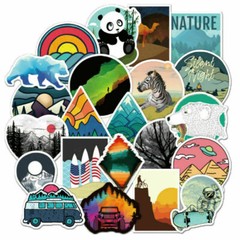 50Pcs Camping Landscape Stickers Pack Vinyl Laptop Skateboard Luggage Decals Lot