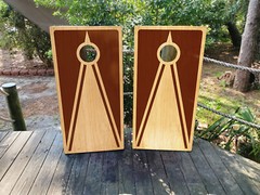 High-Quality Laminated Cornhole Wraps – Natural Wood Grain – Fadeproof Vinyl