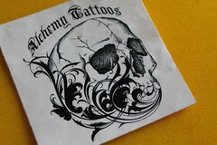 Alchemy Tattoos Skull Art Black White OG Skin Z26B Vintage Skateboarding STICKER