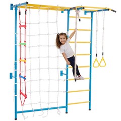 Indoor Jungle Gym for Toddlers, 7-in-1 Climbing Playset with Carbon Steel Swedis
