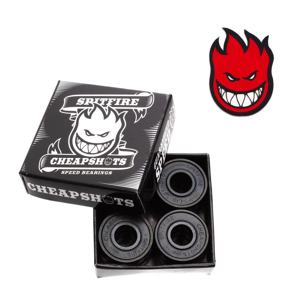 SPITFIRE Skateboard Wheels CHEAPSHOTS BEARINGS – Pack of 8, Free Sticker