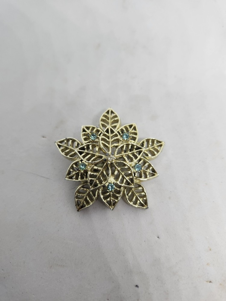 DQ Adornments Dressage Stock Tie Pin Equestrian Gold Tone Blue Green Rhinestones