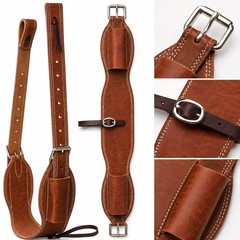 Horse Challenger Heavy-Duty Working Tack Leather Roper Back Cinch Girth w/
