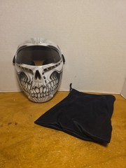 Black And White Skull Airsoft Paintball Mask with Carry Bag Adjustable