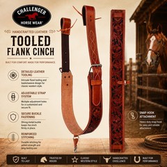 Horse Western Leather Tooled Back Rear Cinch Flank Girth w/ Off Billets 9762A